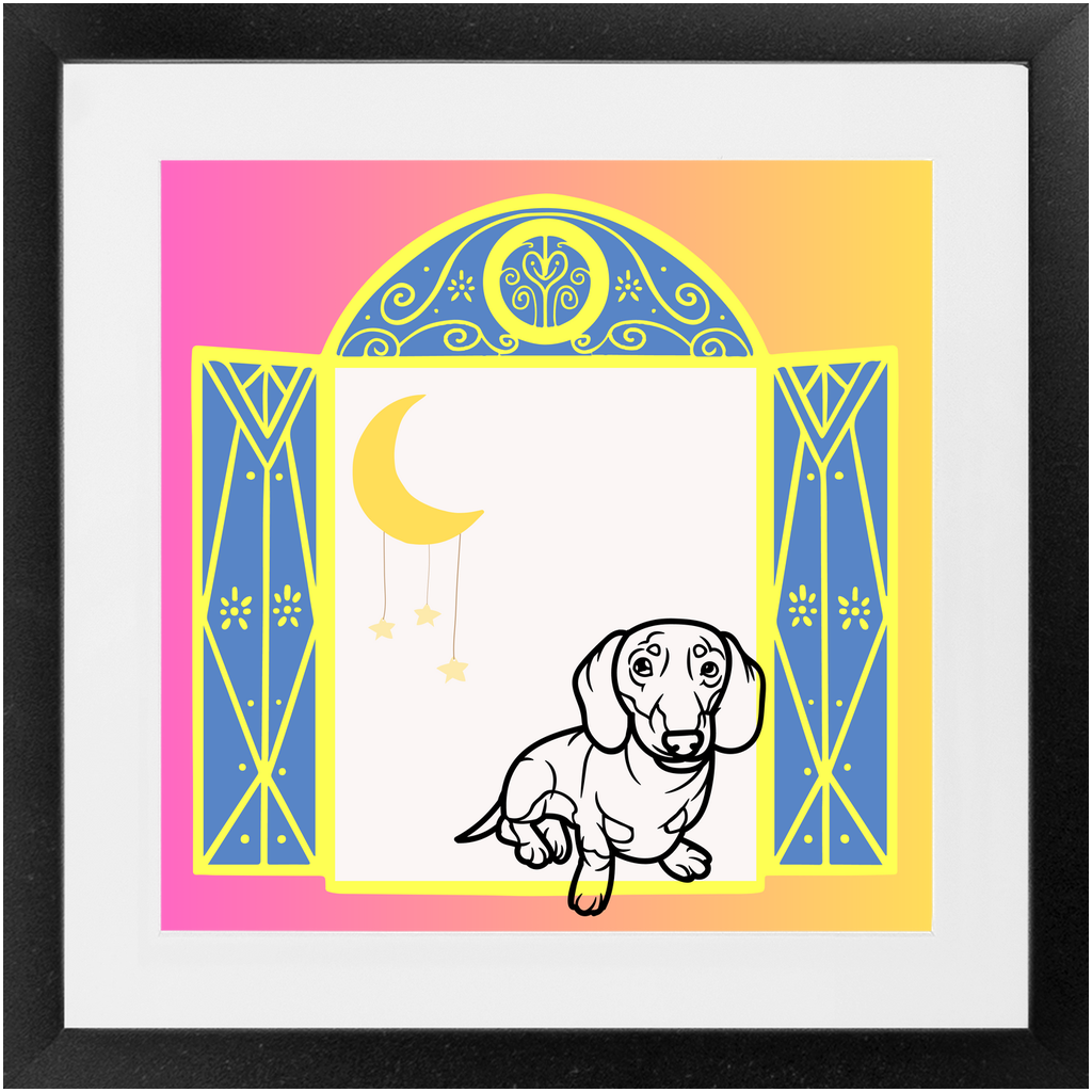 Dachshund - Dogs in Windows - Framed Print