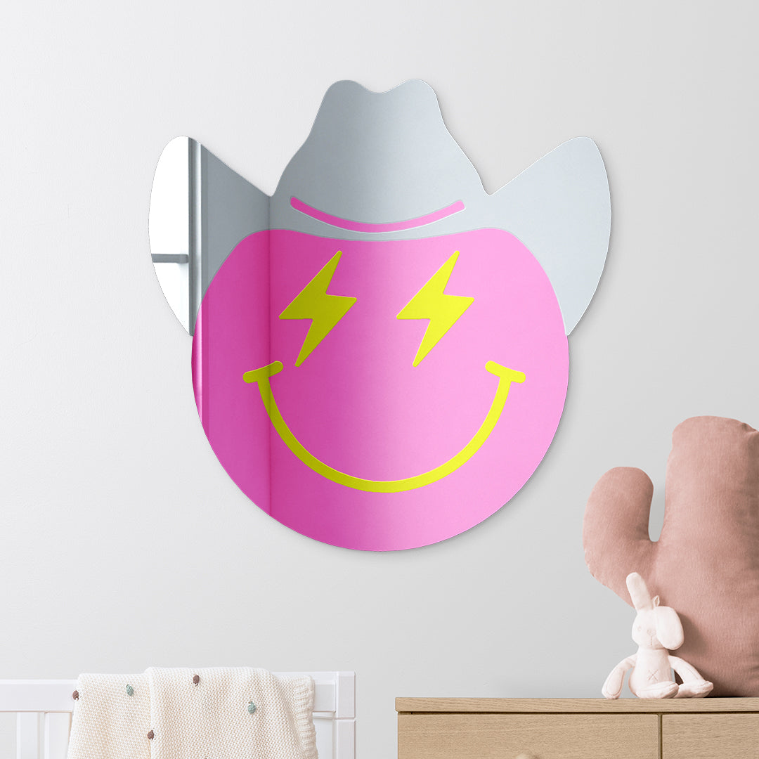 Happy Face with Cowboy Hat and Lightning Bolt Eyes