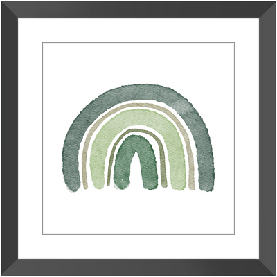 Green Watercolor Rainbow Framed Print