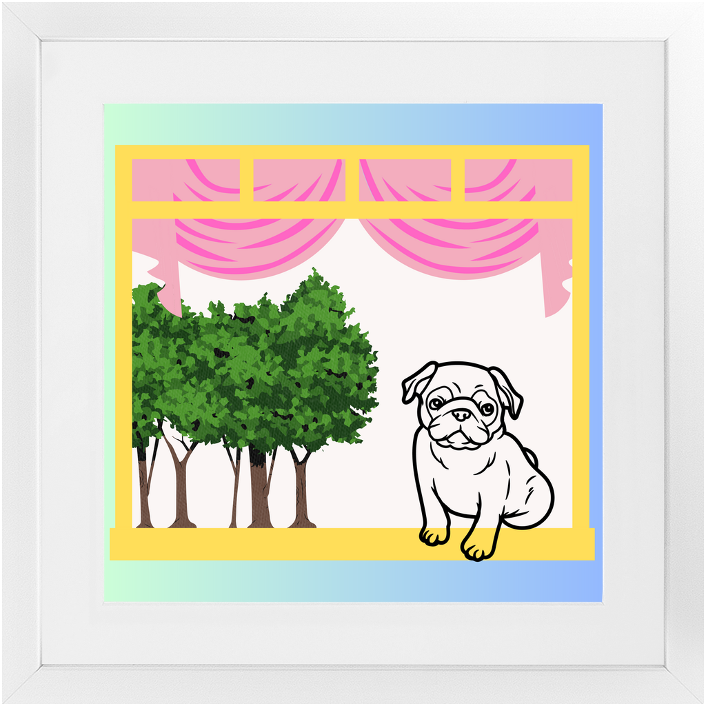 Pug - Dogs in Windows - Framed Print
