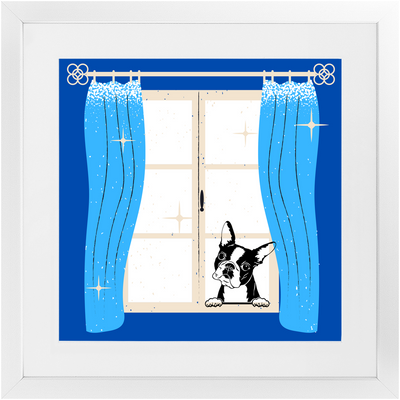 Frenchie - Dogs in Windows - Framed Print