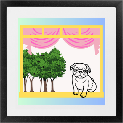 Pug - Dogs in Windows - Framed Print