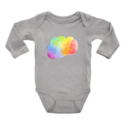 Long Sleeve Baby Watercolor Rainbow Cloud Onesie