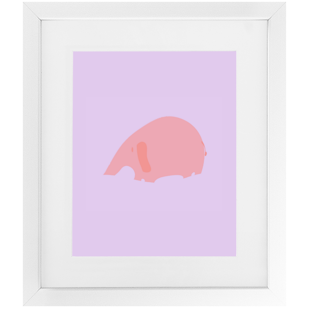 Lilac Baby Elephant Framed Print - Vertical