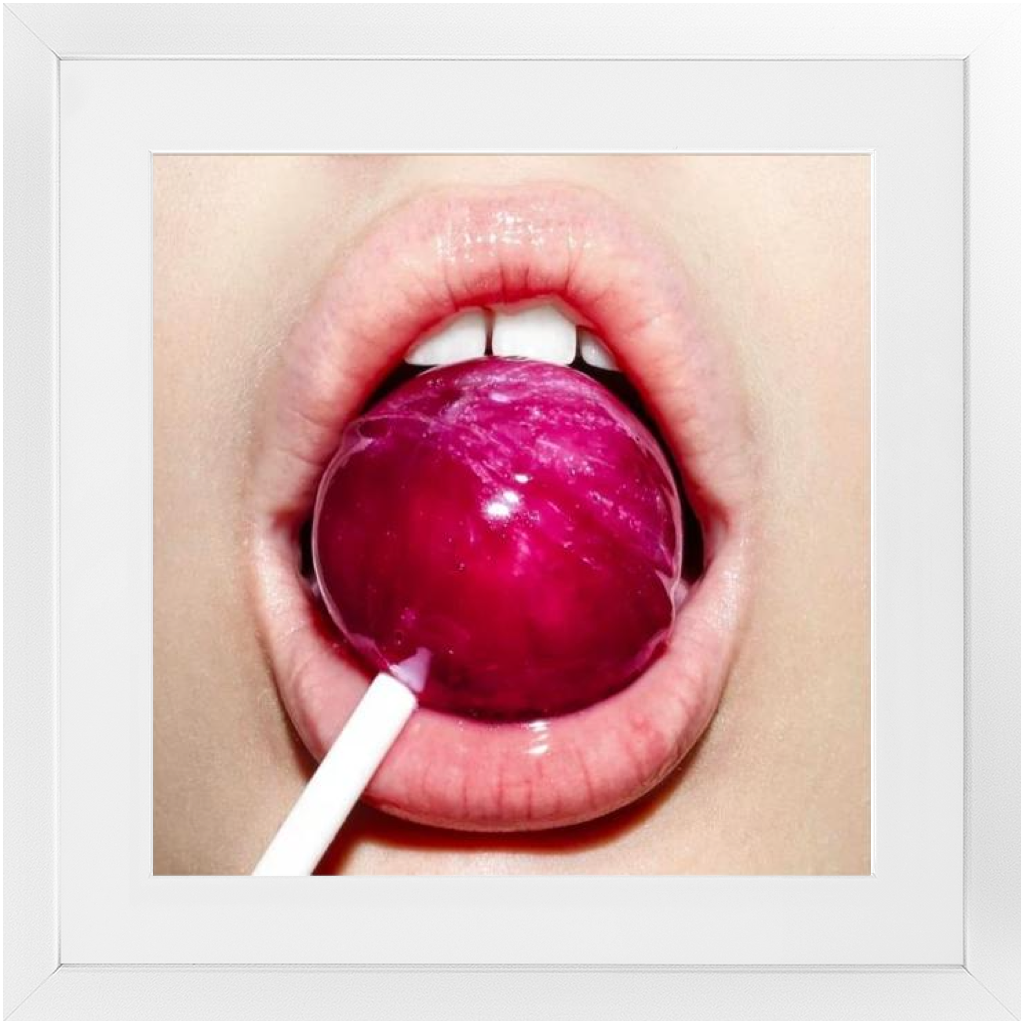 Lips Pillow Talk: Keep Calm & Suck My Lollipop Framed Print