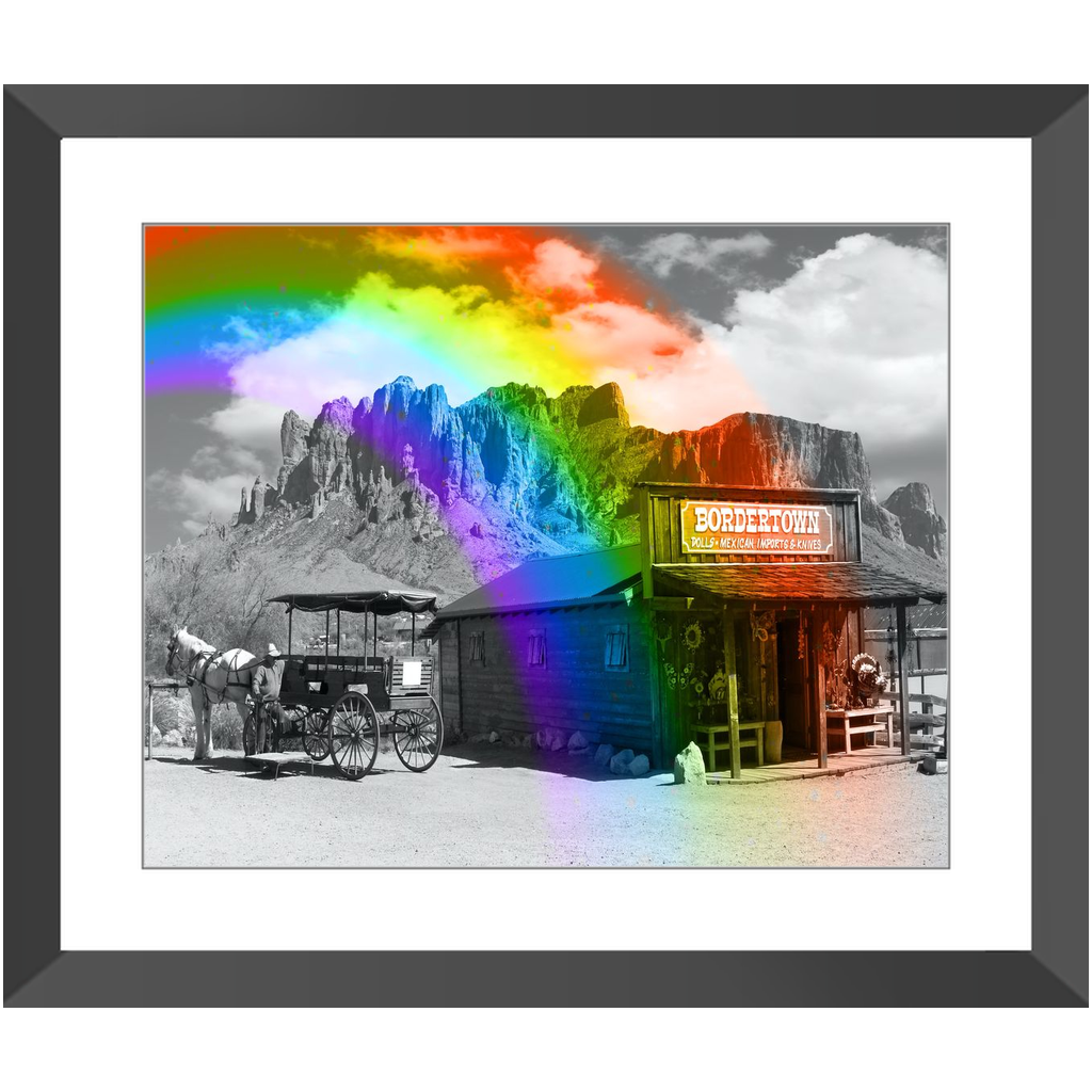 Rainbow in Bordertown Framed Print