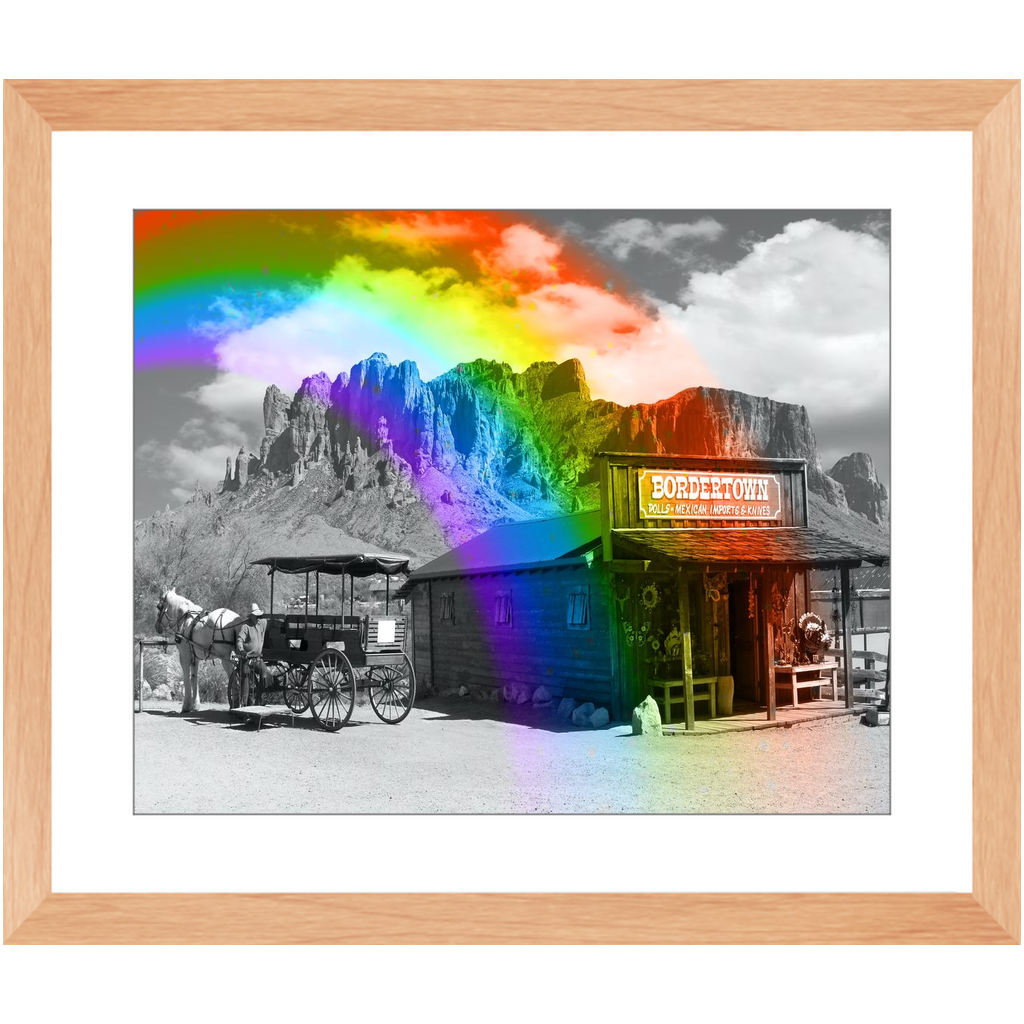 Rainbow in Bordertown Framed Print