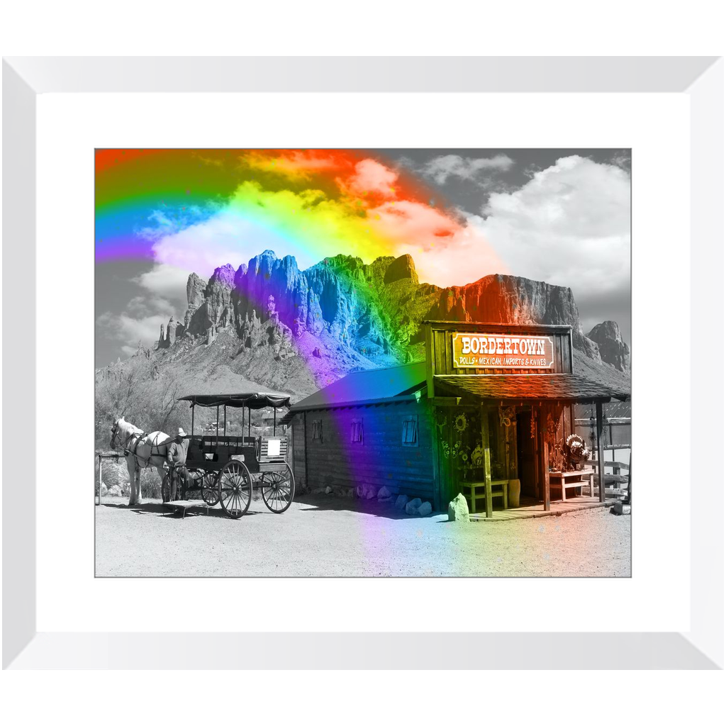 Rainbow in Bordertown Framed Print