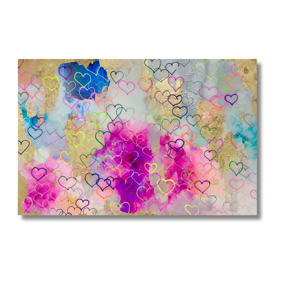 Heart Flutter II - Mixed Media Original Painting - 24x36 inches