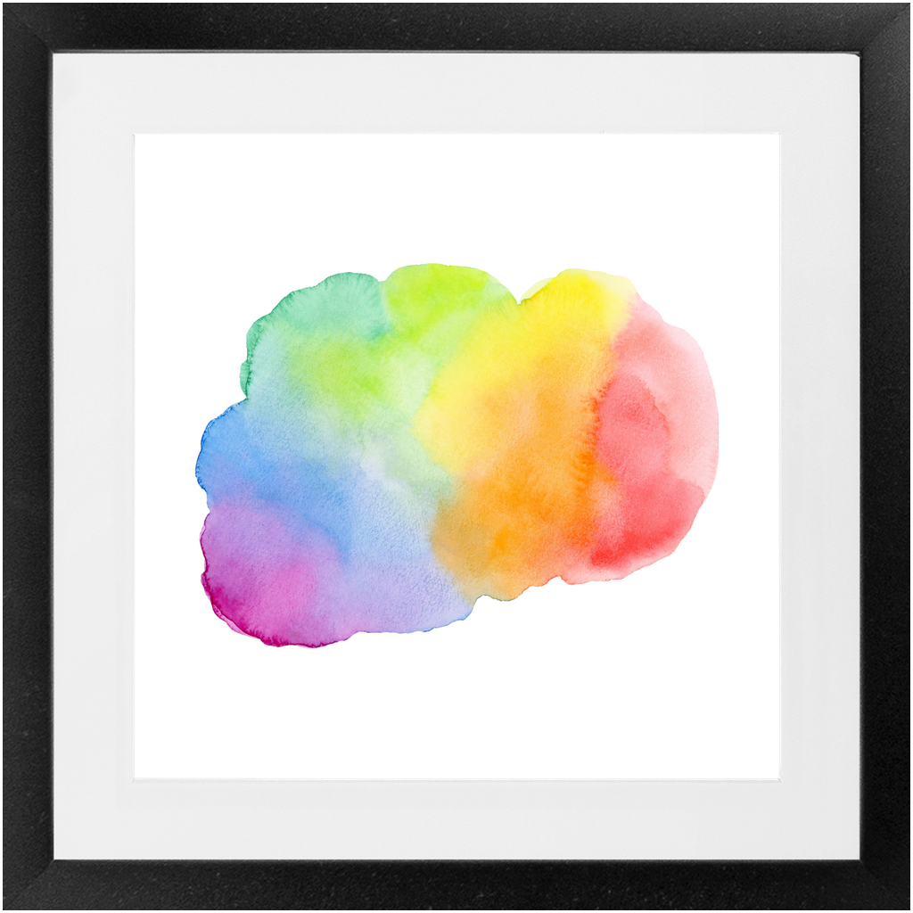 Watercolor Rainbow Cloud Framed Print