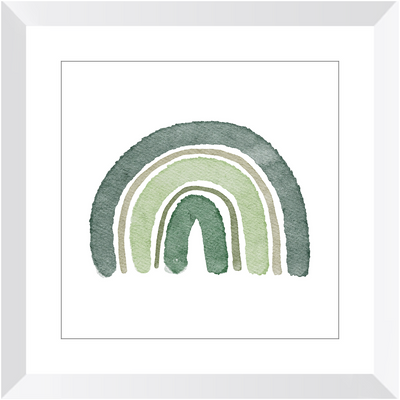 Green Watercolor Rainbow Framed Print