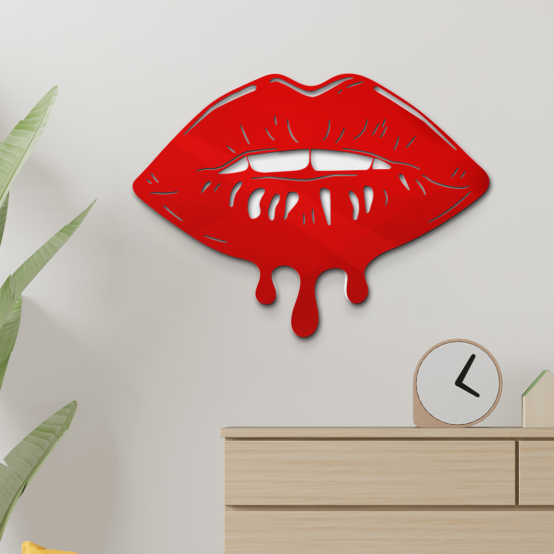 Lips Mirror - 35cm X 30cm Acrylic Shatterproof Pair, Top & Bottom Lip Design, Fun Decorative Mirror