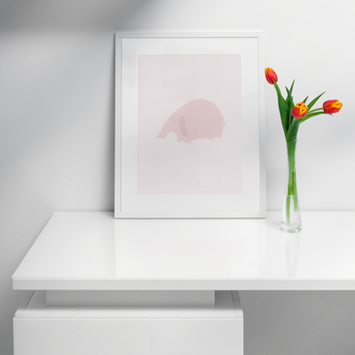 Taupe Baby Elephant Framed Print - Vertical