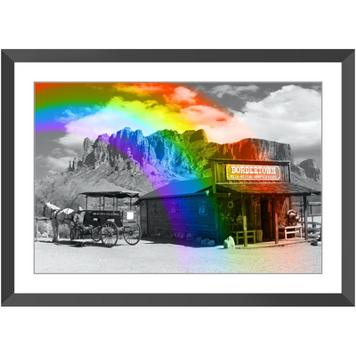 Rainbow in Bordertown Framed Print