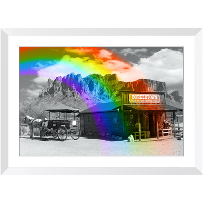 Rainbow in Bordertown Framed Print