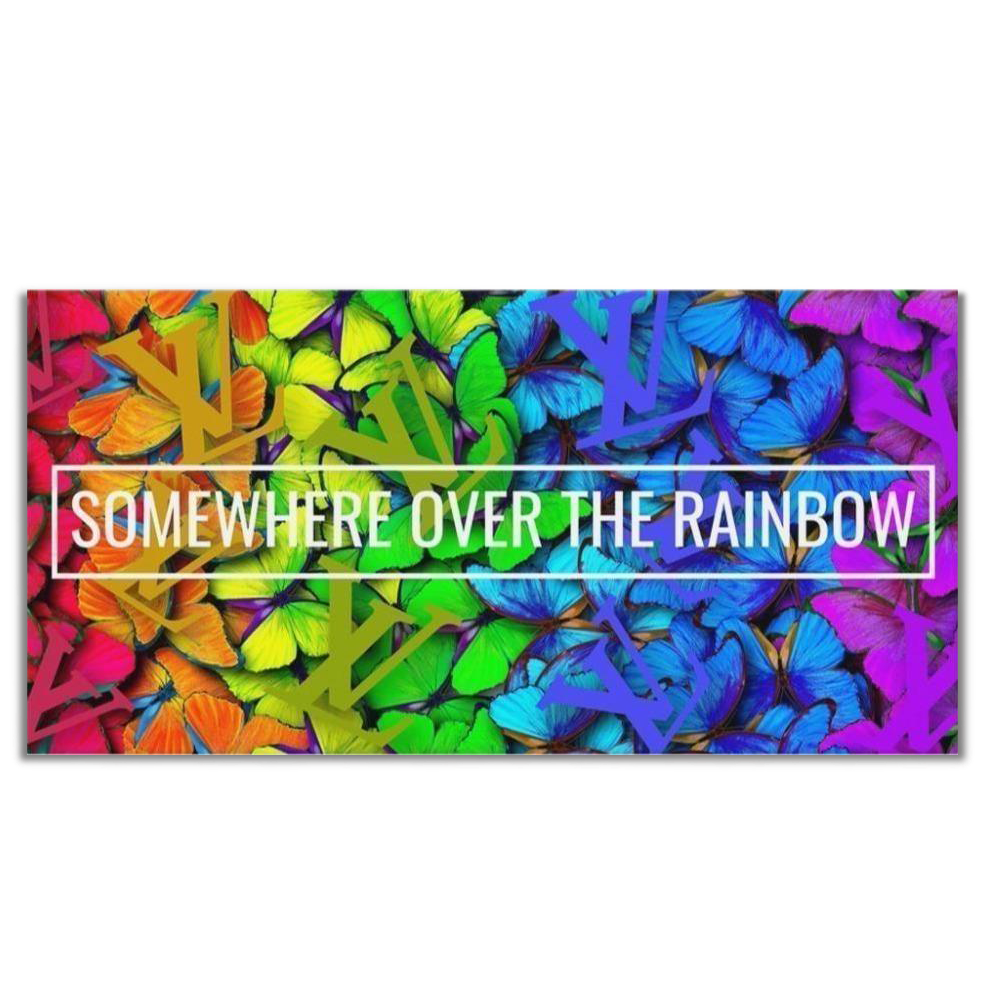 Somewhere Over The Rainbow Butterfly LV Canvas Wall Art