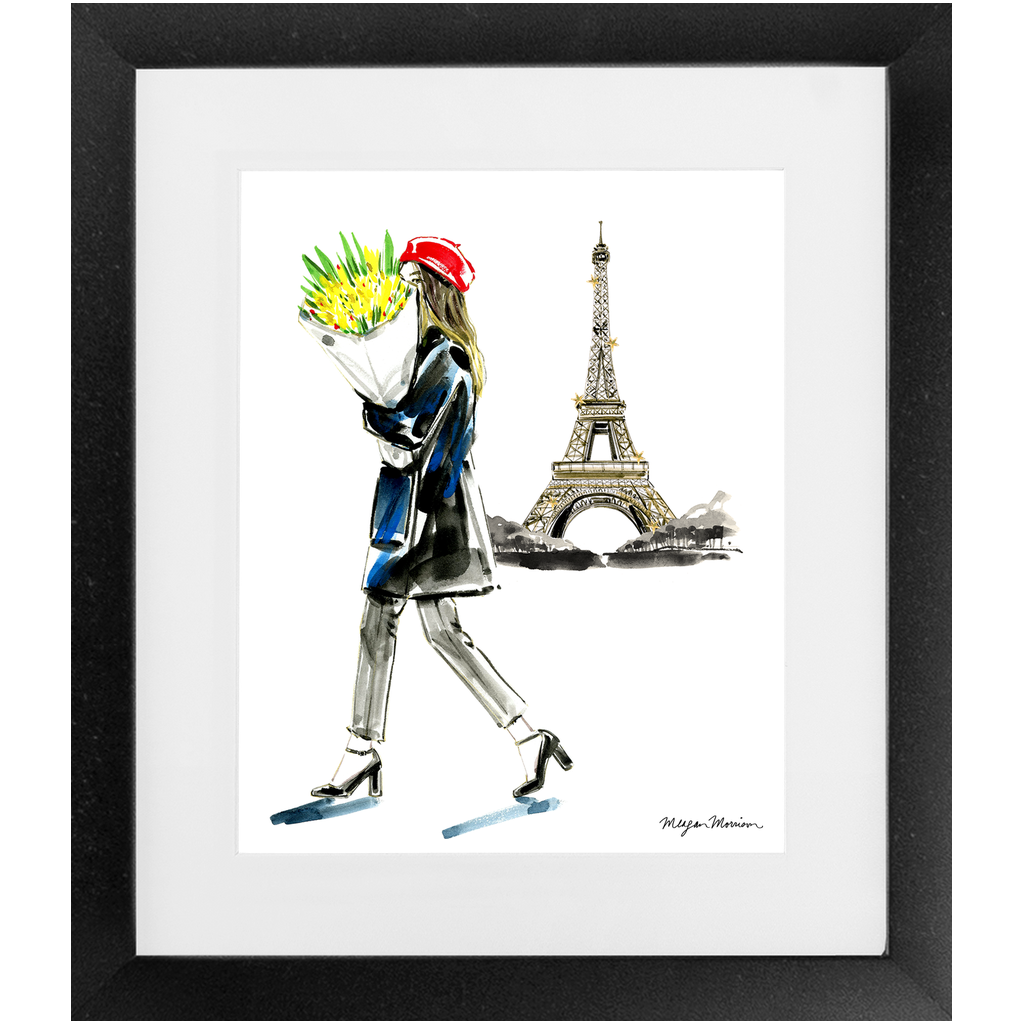 French Girl With Flowers Framed Print