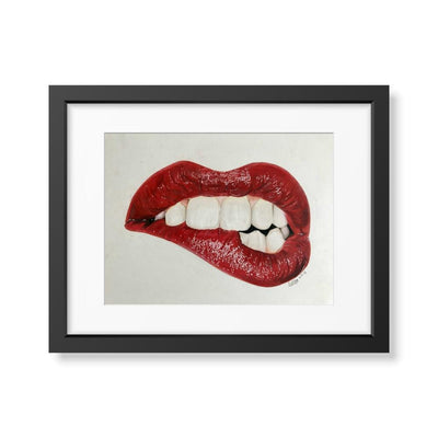 Bitten Lips Framed Print - ArtSugar