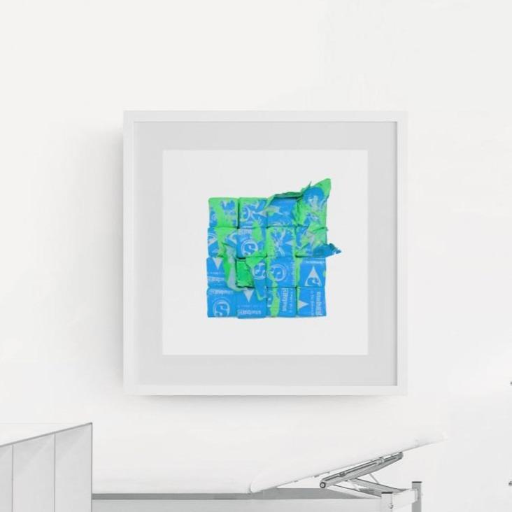 Chad / Lime on Azure - Framed Print