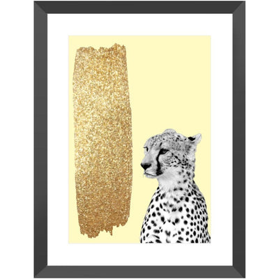 Glitter Cheetah - Black - Framed Print