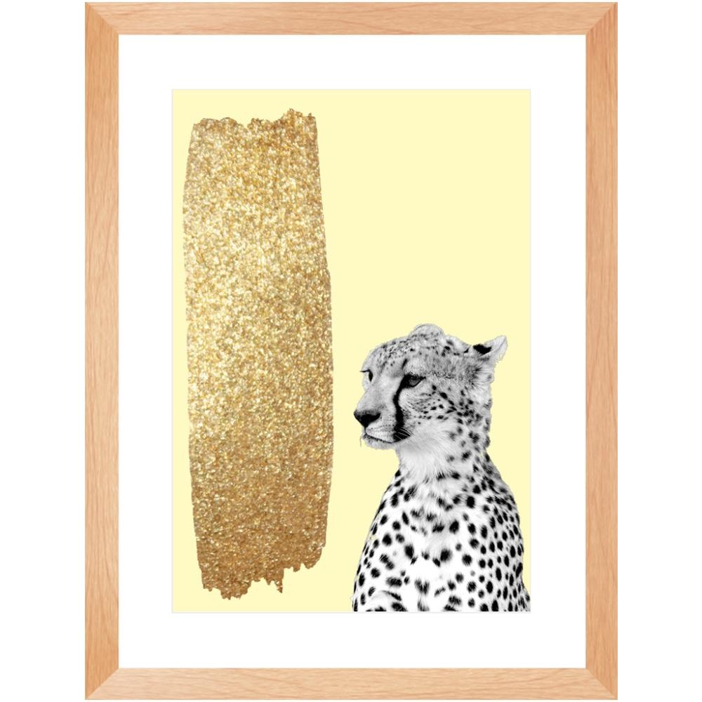Glitter Cheetah - Natural - Framed Print