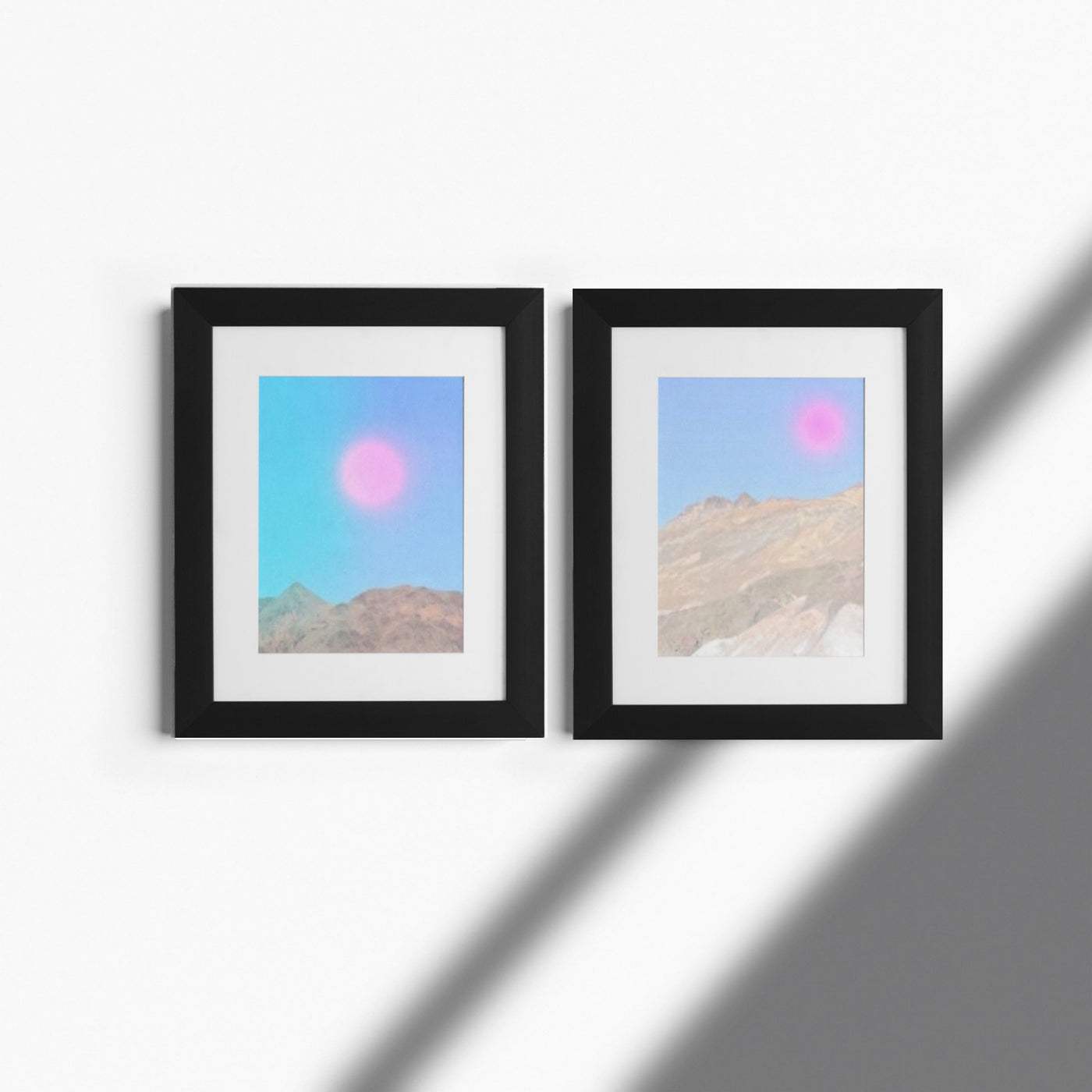New Light/ Pink Moon Diptych Framed Print - ArtSugar