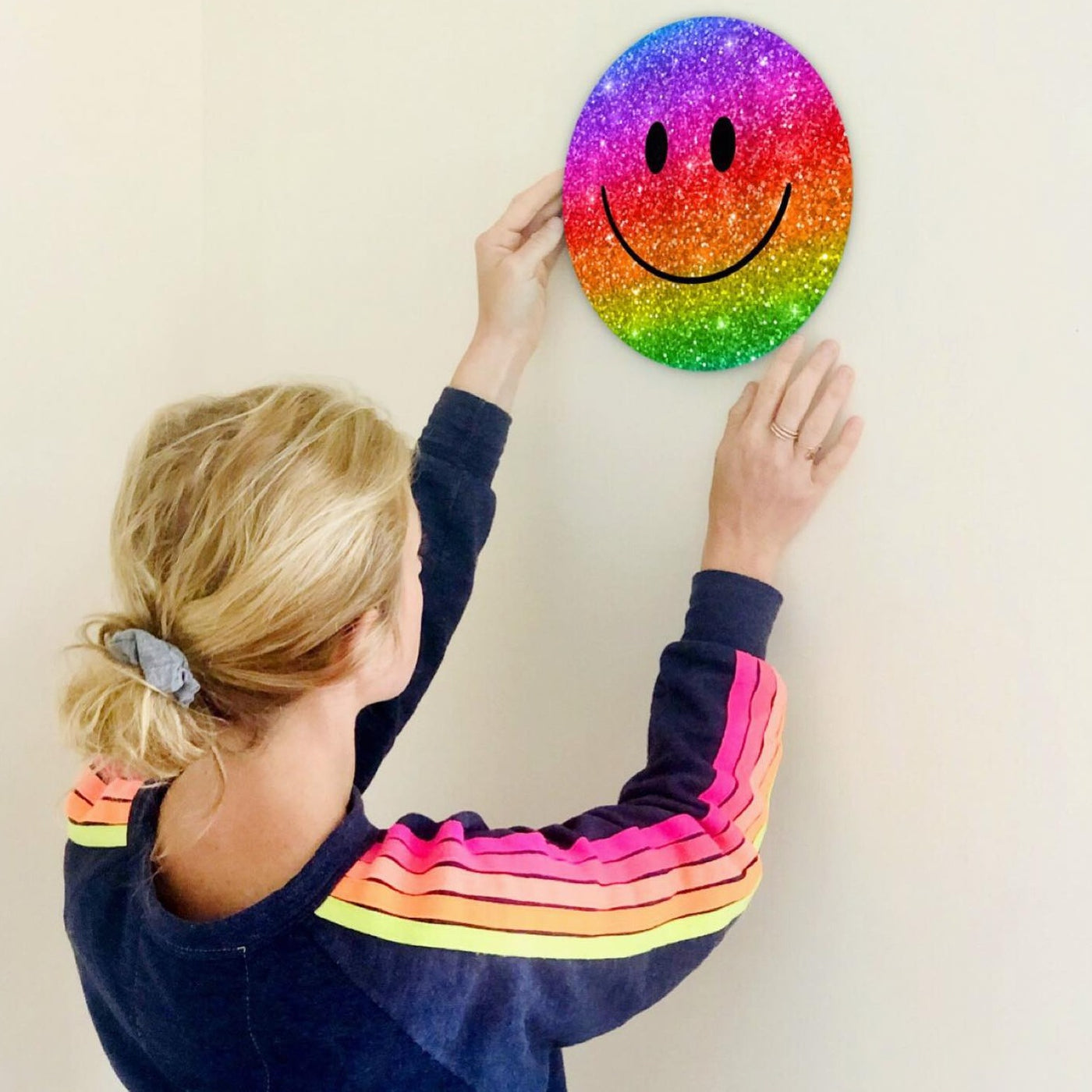 Rainbow Sparkle Acrylic Mountable Smiley Wall Art