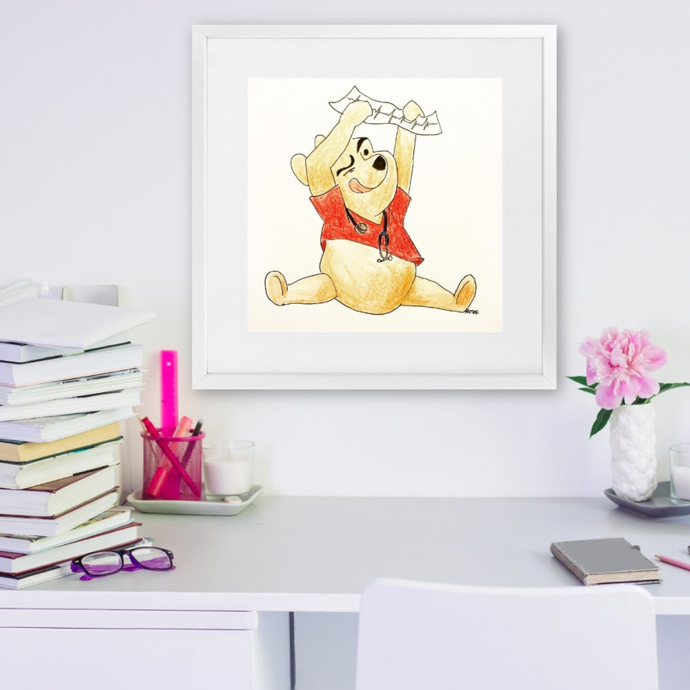 Pooh Bear EKG - Framed Print