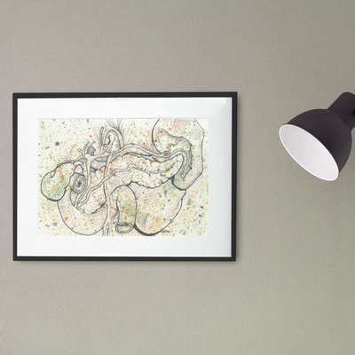 Anatomical Pancreas Splatter Framed Print