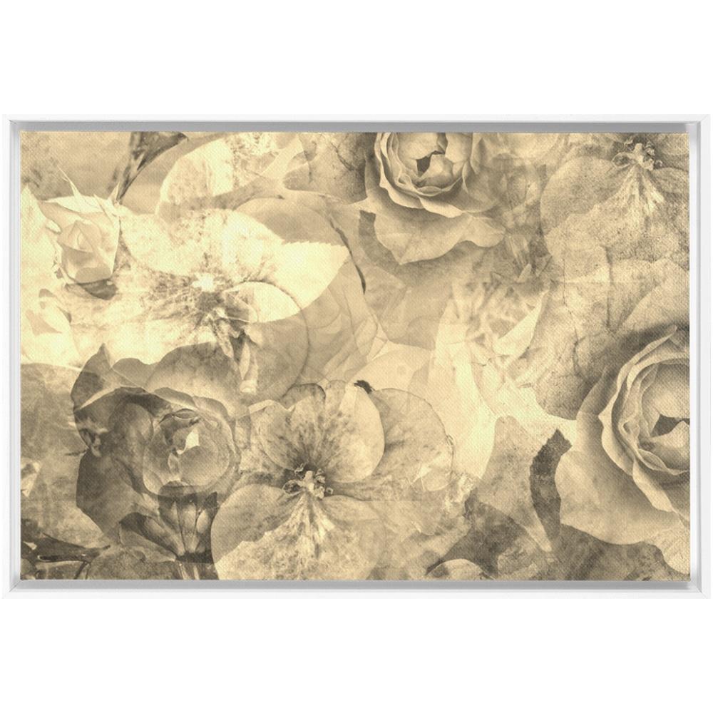 Sepia Floral - White / 32x48 inch - Canvas