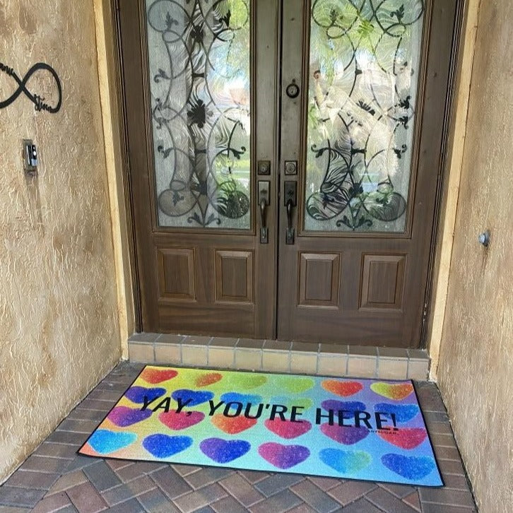 Yay You’re Here! ArtSugar Indoor/Outdoor Floor Mat - 36x60 inch