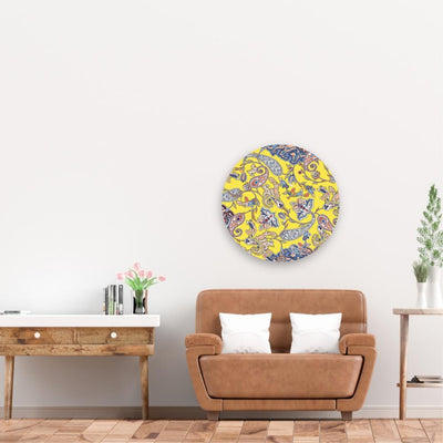 Yellow Paisley | Acrylic Mountable Round - Acrylic Rounds